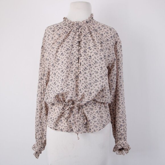 Joie Top Sz S Lt Pink Lavender Multi Color Floral Collared Cotton Viscose Top - Picture 3 of 13